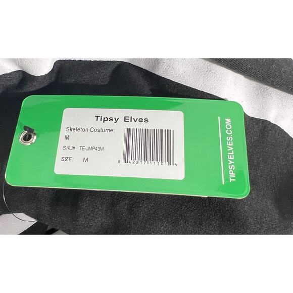 Skeleton Jumpsuit Adult Unisex Medium Tipsy Elves Zip Up NWT Costume Party Rave - Picture 8 of 8